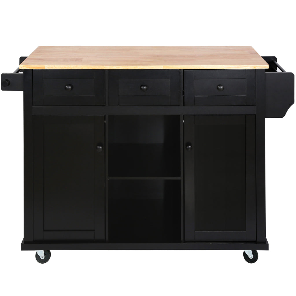 Kitchen trolley with rubber wood leaf countertop