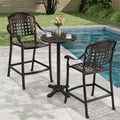 3 Piece Patio Bar Set Outdoor Cast Aluminum Round High Top Table 2 Counter Height