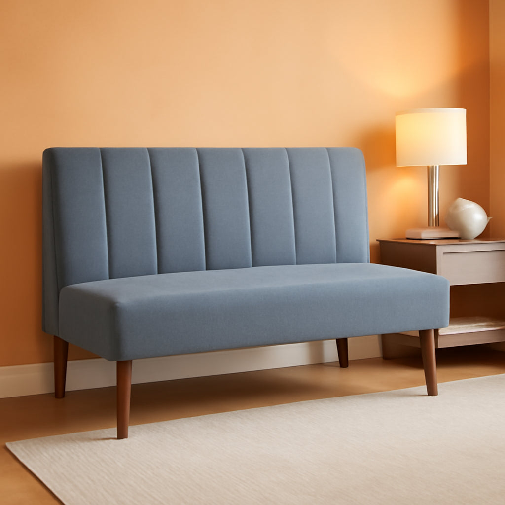 Blue Upholstered Convertible Futon Sofa Bed Dormitory