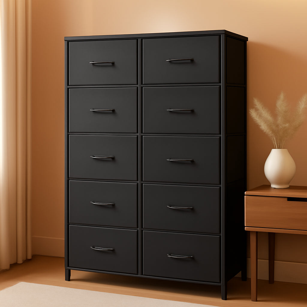 Black Eight Drawer Dresser For Bedroom Organization