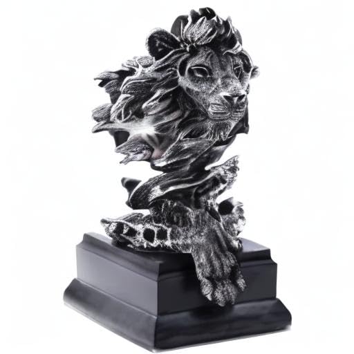 H&W Sandstone Lion Statue, The King of Beast, Collectible Figurines, Golden