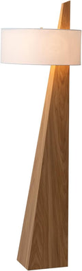 Obelisk Floor Lamp by Nova of California - Natural Ash Wood & White Cotton-Linen