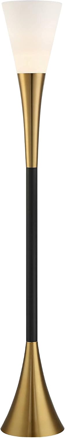 Brass & Black Torchiere Floor Lamp
