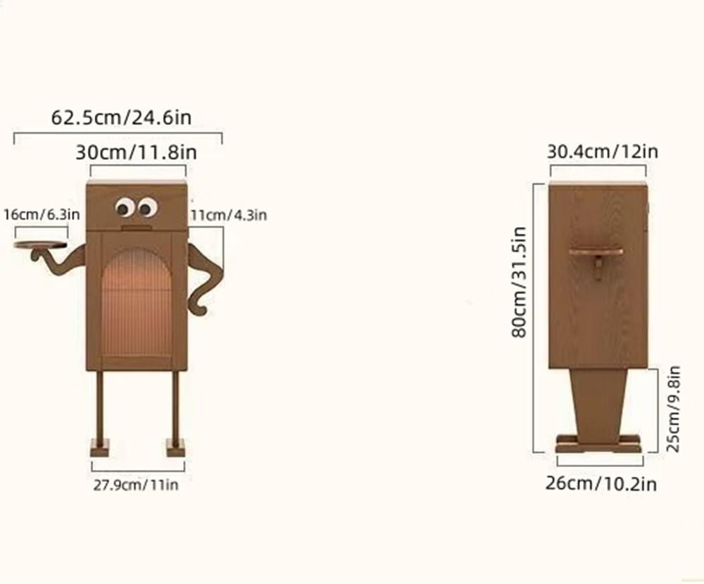 Robot Bedside Table with Storage, Multifunctional Side Cabinet for Bedroom or Living Room, Narrow Nightstand and Couch Table, End Table with Storage, Accent Furniture