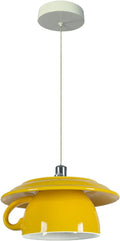 Pendant Light Fixtures Ceramic Coffee Cup Shape Lampshade Pendant Lighting for Kitchen Island 5.7in Modern Ceiling Hanging Lights Nordic Island Light for Counter, Bar, Hallway