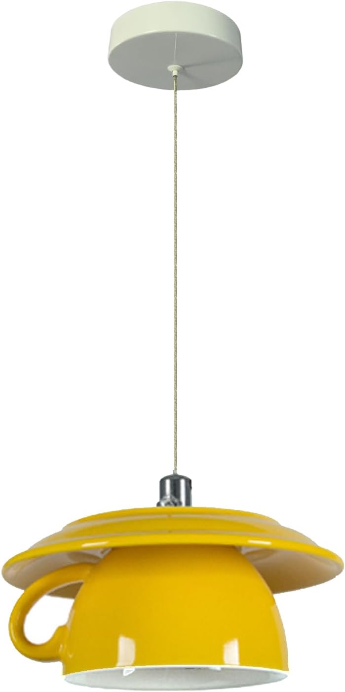 Pendant Light Fixtures Ceramic Coffee Cup Shape Lampshade Pendant Lighting for Kitchen Island 5.7in Modern Ceiling Hanging Lights Nordic Island Light for Counter, Bar, Hallway