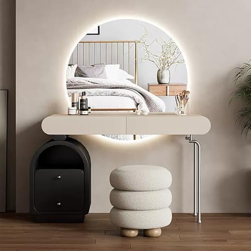 Modern Vanity Desk Set with Dimmable LED Mirror
