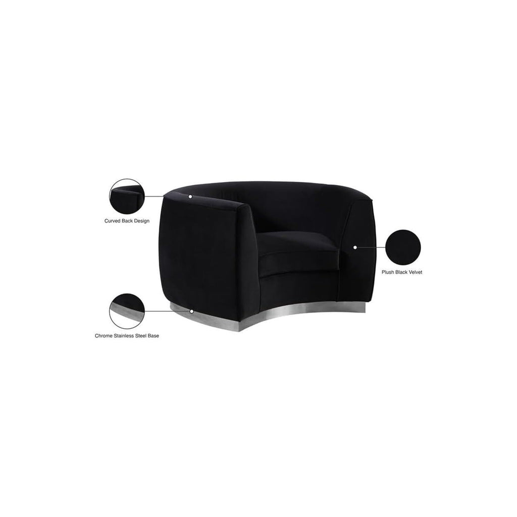 Maykoosh Velvet Accent Chair - Modern Living Room Upholstered Seating with Steel