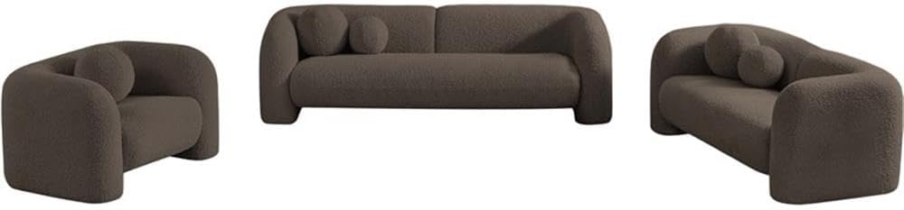 Art Deco Bouclé Accent Chair with Ball Pillow