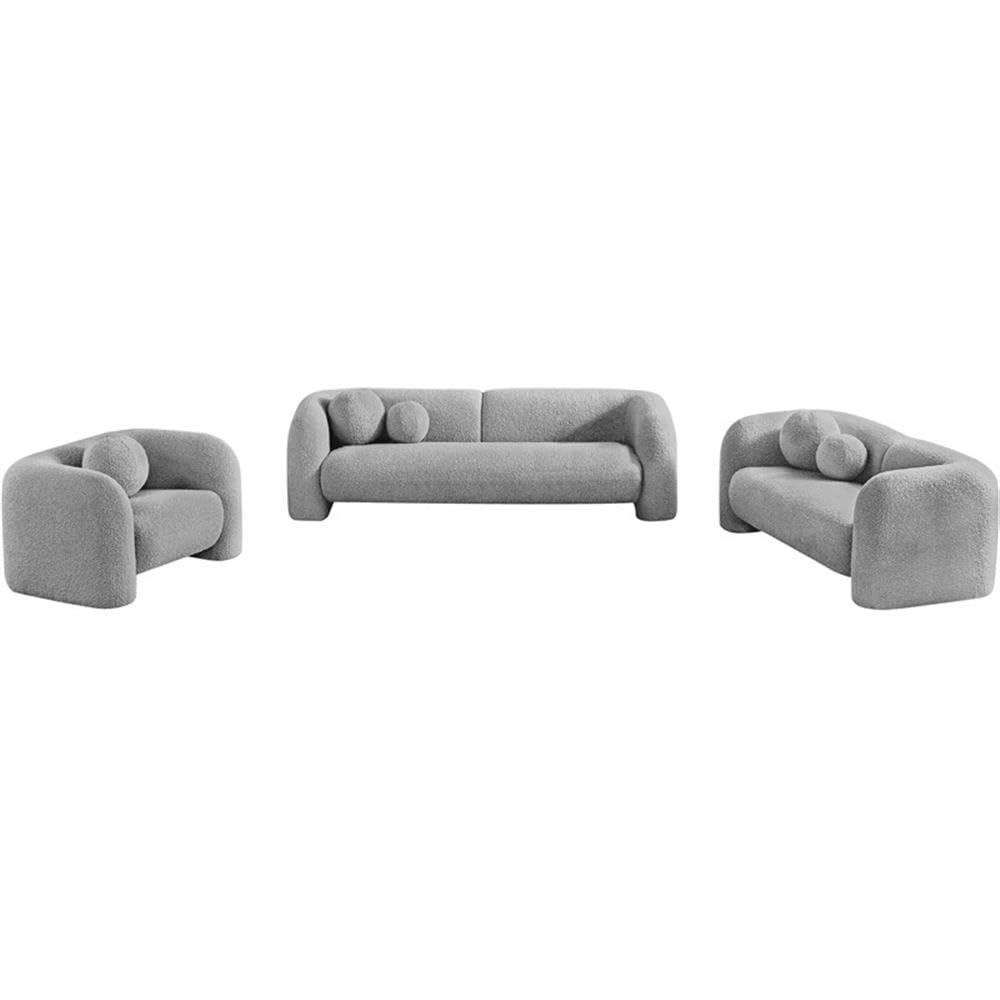 Art Deco Bouclé Accent Chair with Ball Pillow