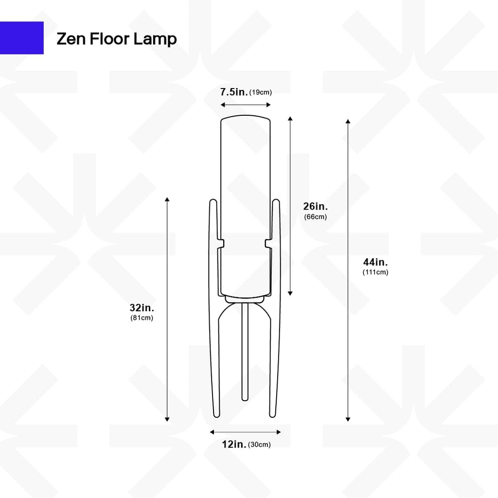 Ozarke Zen Modern Floor Lamp - Fabric Shade & Wood Frame Mid-Century 44 Inch