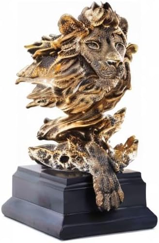H&W Sandstone Lion Statue, The King of Beast, Collectible Figurines, Golden