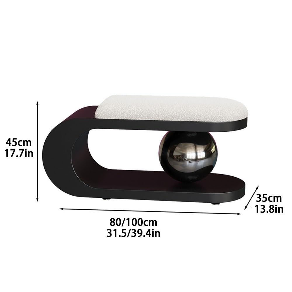 Modern Upholstered Shoe Bench, Ottoman Sofa Bench(Black,80cm-31.5in)