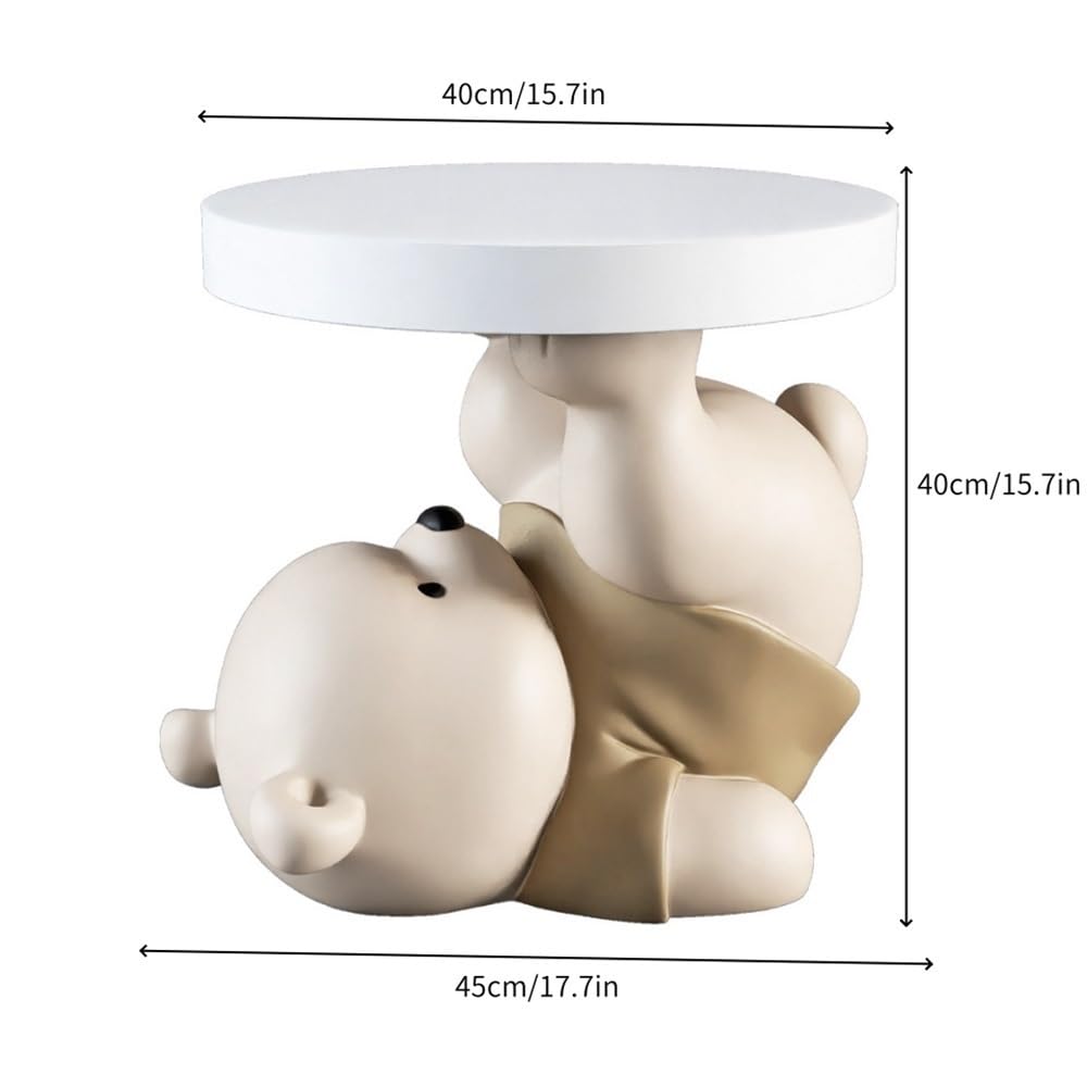 Bear Statue Side Table, Resin Sculpture Bedside Table(Brown)