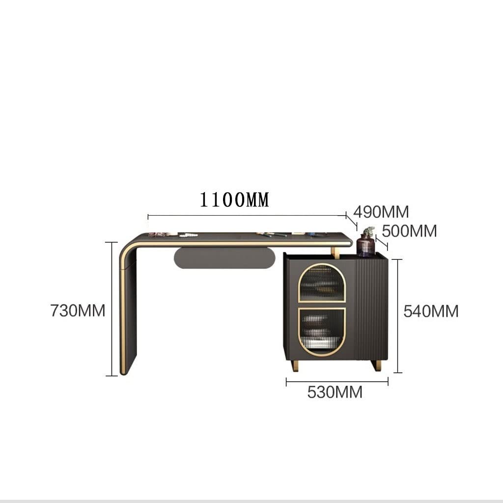 110 cm Retractable Vanity Desk with Dimmable Mirror