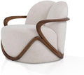 Modern Lounge Chair, White Fabric Accent Chair with Solid Ash Wood Frame, Designer Armchair for Living Room, Office & Lounge (White)