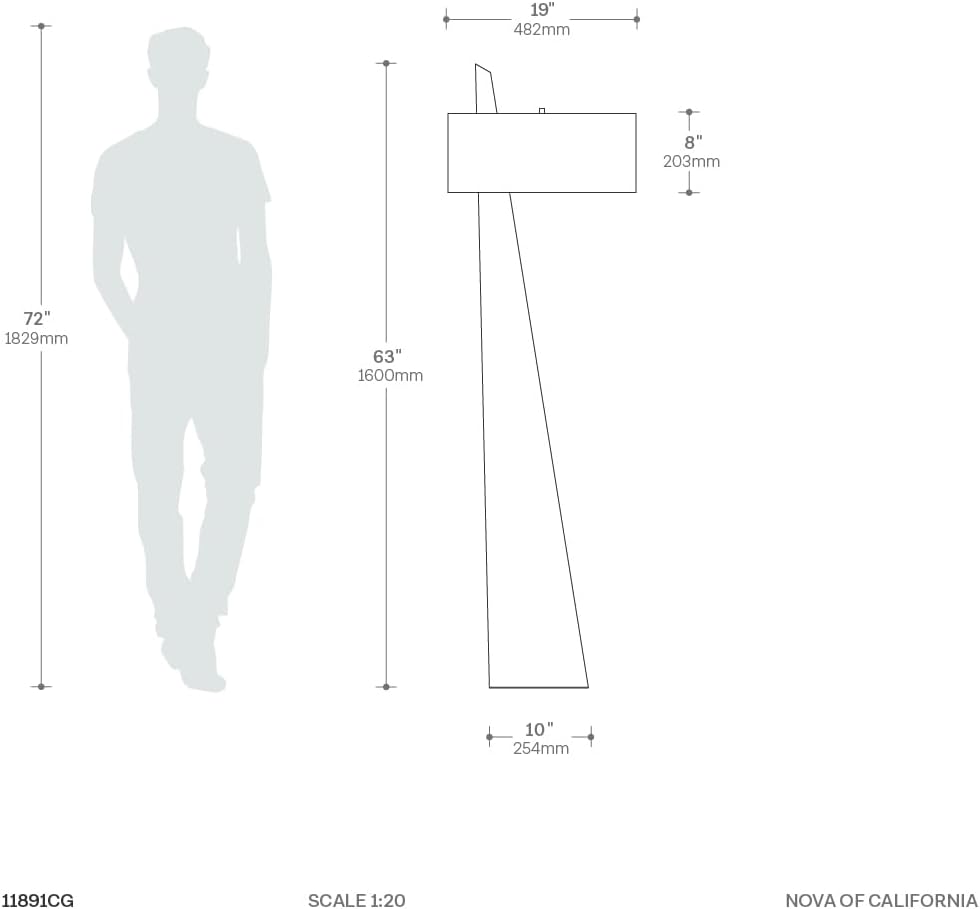 Obelisk Floor Lamp by Nova of California - Natural Ash Wood & White Cotton-Linen