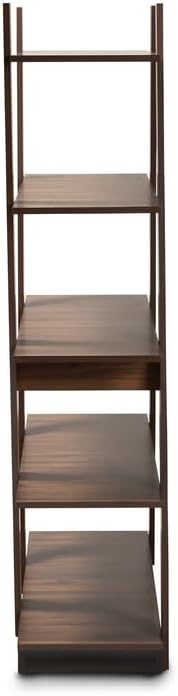 Walnut Geometric 5-Tier Display Shelf
