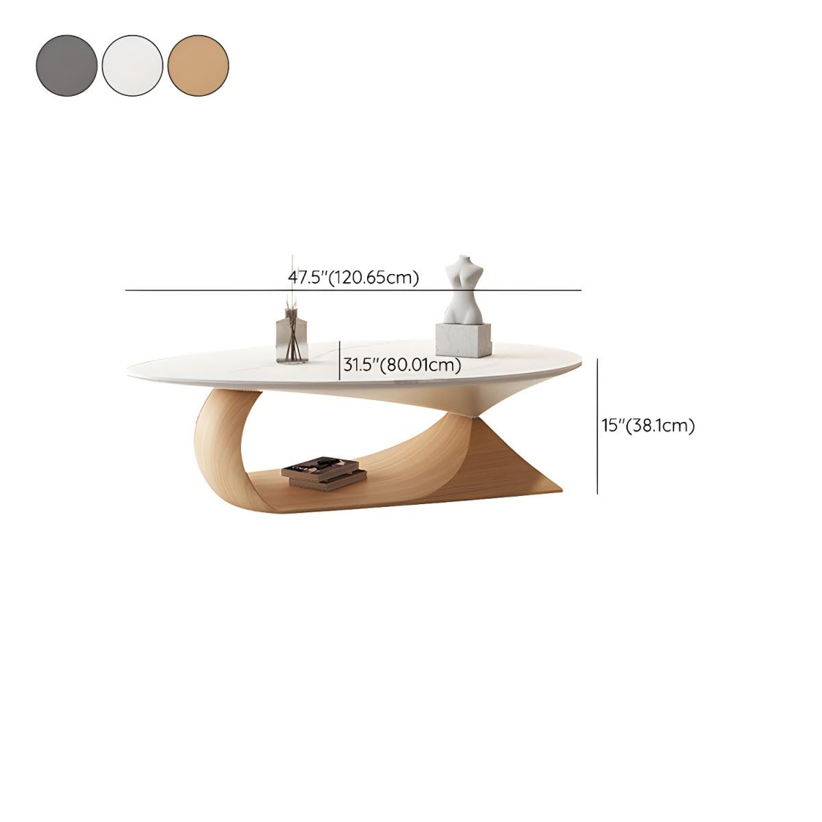 Stone-Top Trestle Coffee Table