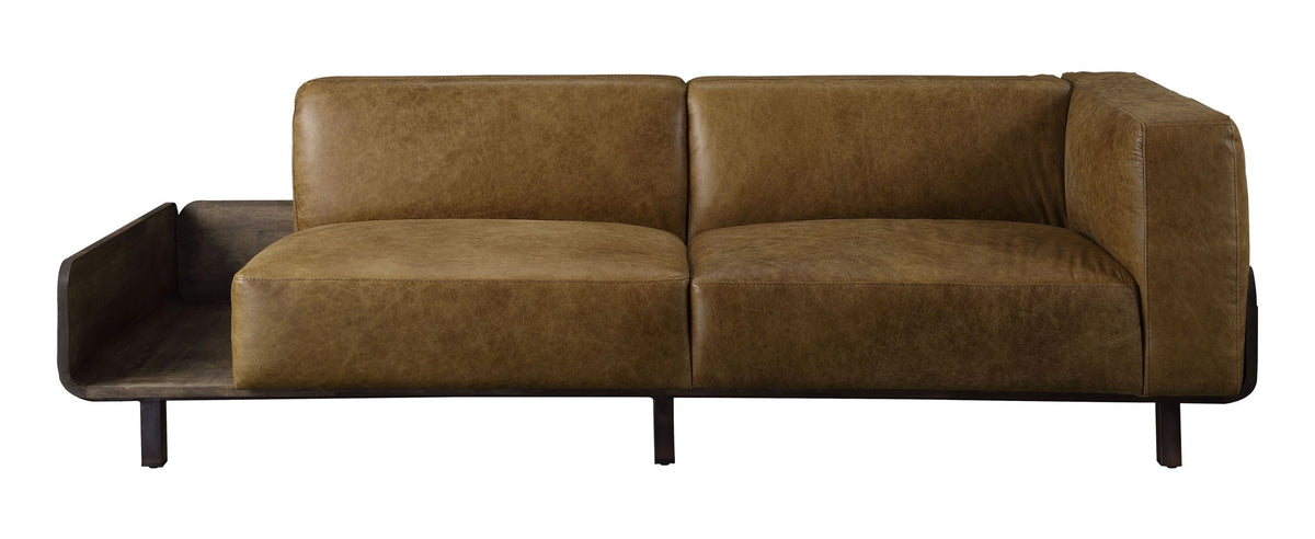 Blanca Chestnut Top-Grain Leather & Rustic Oak Sofa