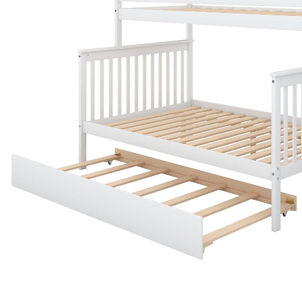 White Twin-over-Full Bunk Bed with Trundle