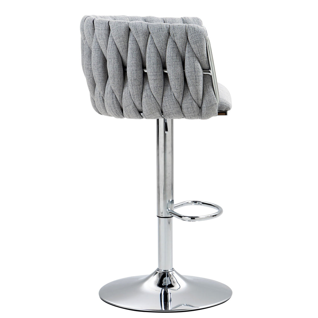 360 Degree Swivel Bar Stools Adjustable Counter Height Bar Chairs With Woven Back &