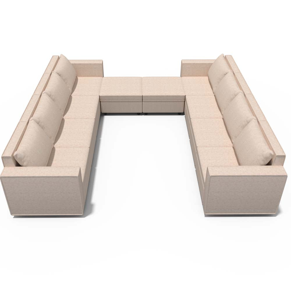Beige Ten-Seat Modular Sleeper Sofa with Storage