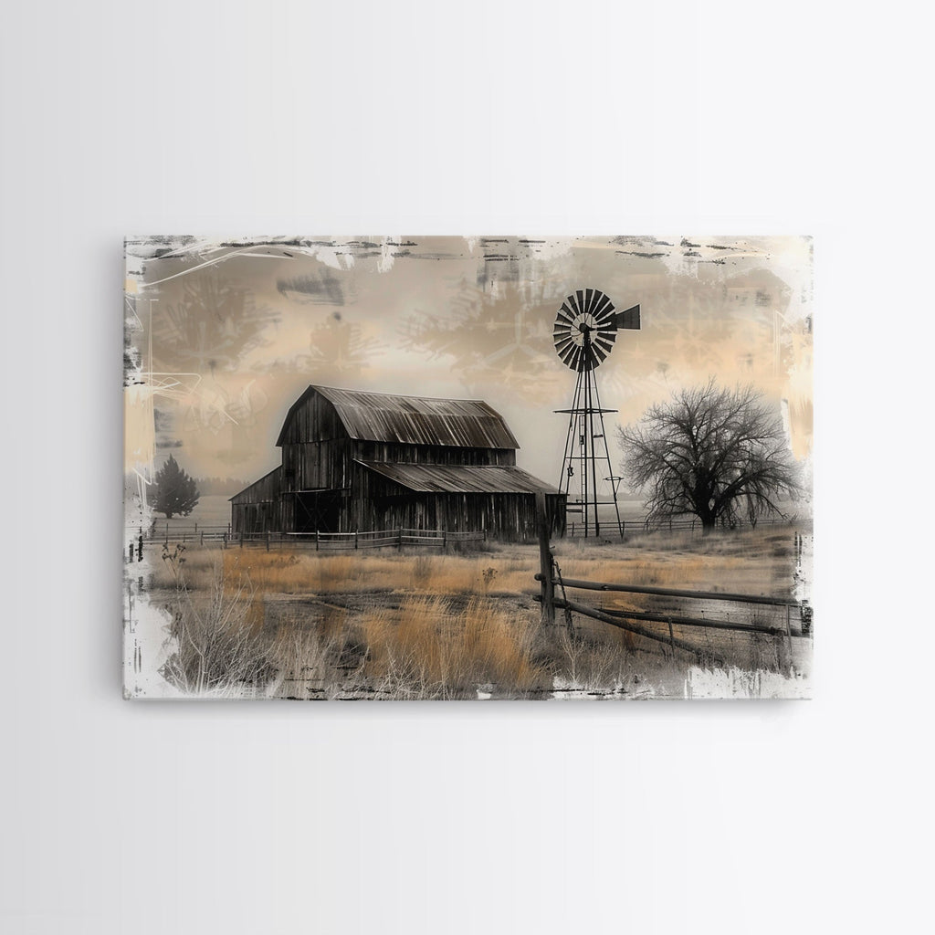 Farmhouse Barn Wall Art Canvas Print Painting Metal Art Vintage Decor Country Art