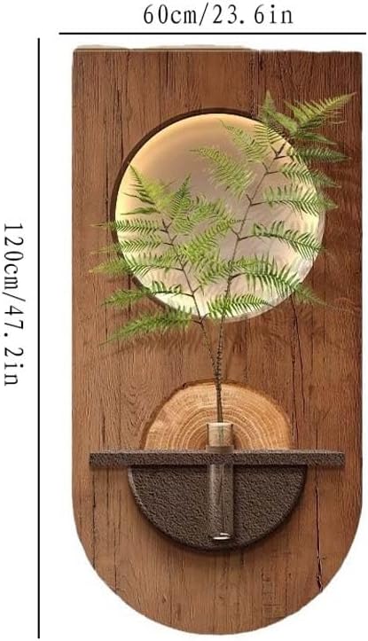 3D Sandstone Green Plant Wall Art with Warm LED Light