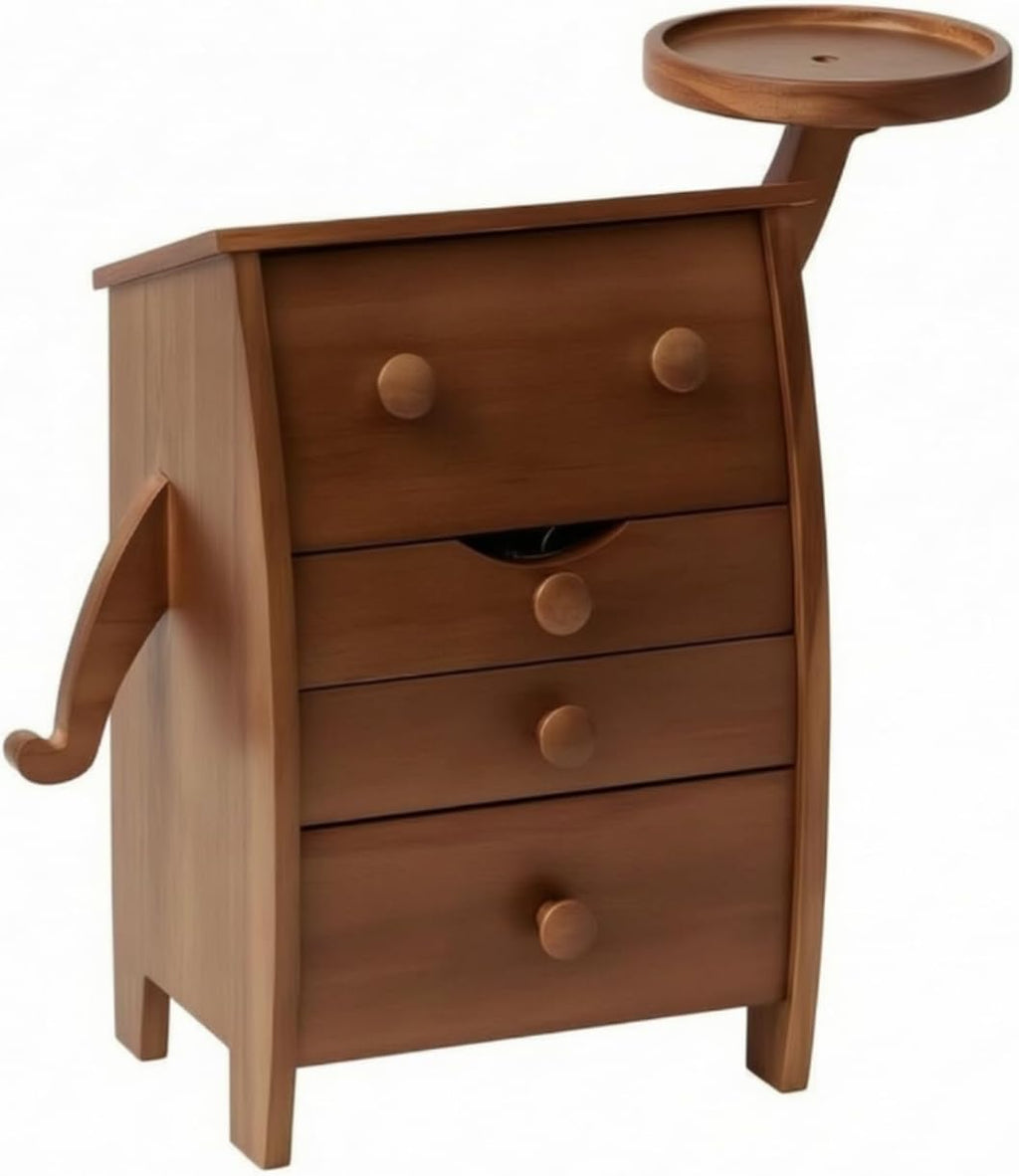 Jewelry Storage Drawer Solid Wood Jewelry Organizer Box Cabinet Four Drawer System Soft Lined Sections Dust Protection Enclosed Saving Curved Side suitable for dresser