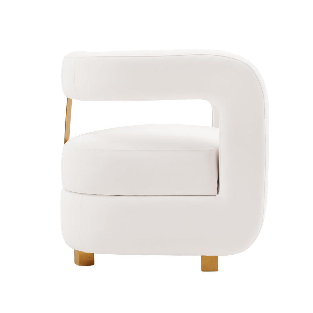 Manhattan Comfort Amirah Modern Velvet Accent Chairs with Geometric Floating Open