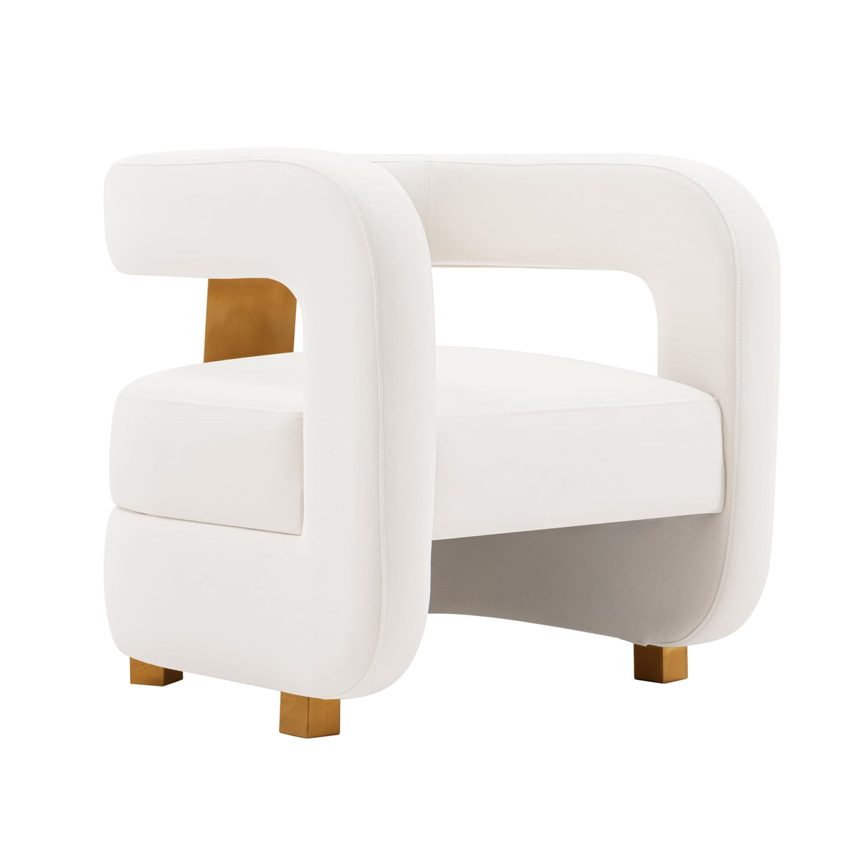 Manhattan Comfort Amirah Modern Velvet Accent Chairs with Geometric Floating Open