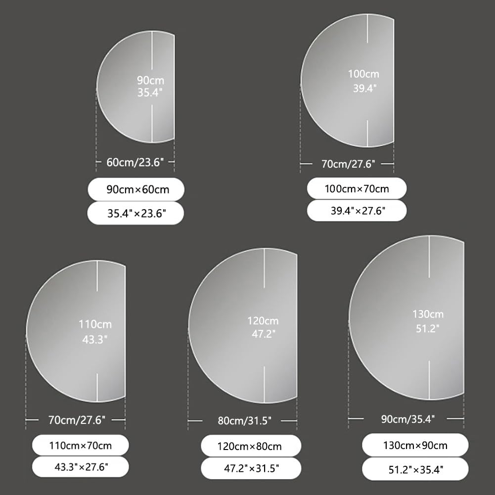 Half-Moon Anti-Fog Vanity Mirror with 3-Color Light