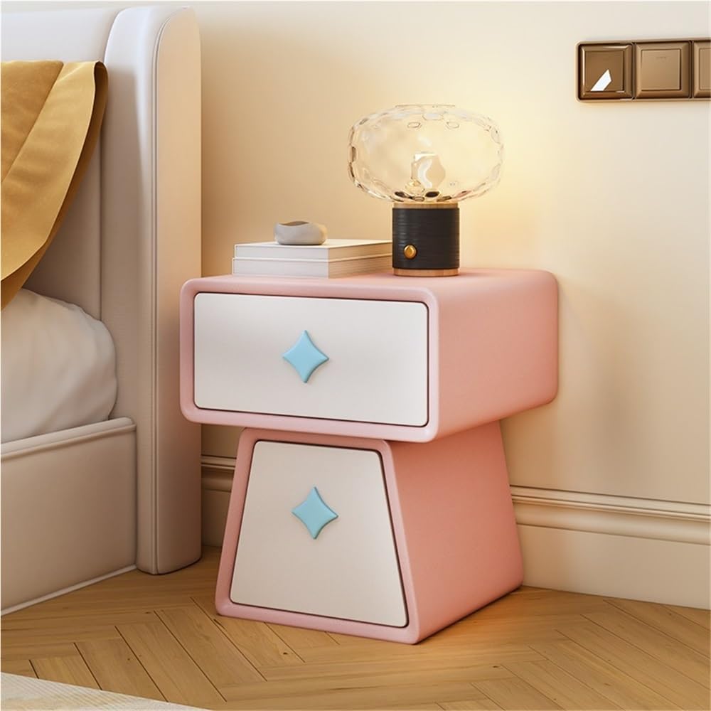 Charming 2-Drawer Nightstand, Solid Wood Bedside Table with Drawers, Chic Bedroom Nightstand, Side Table with Drawers(Orange,19.7in)