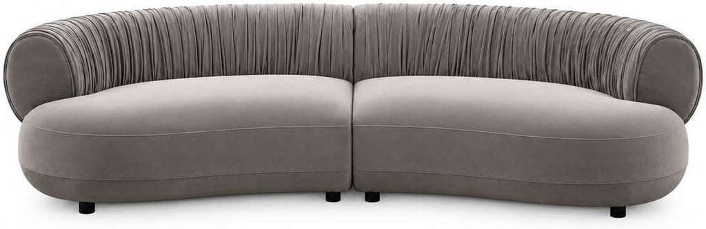102.36" Curved Sectional Sofa, Gray Velvet 4-Seat Couch