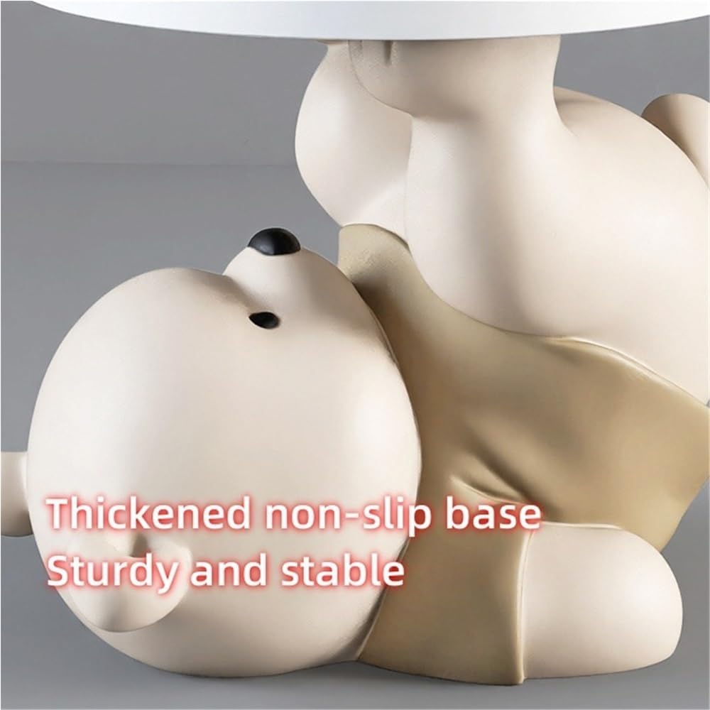 Bear Statue Side Table, Resin Sculpture Bedside Table(Brown)