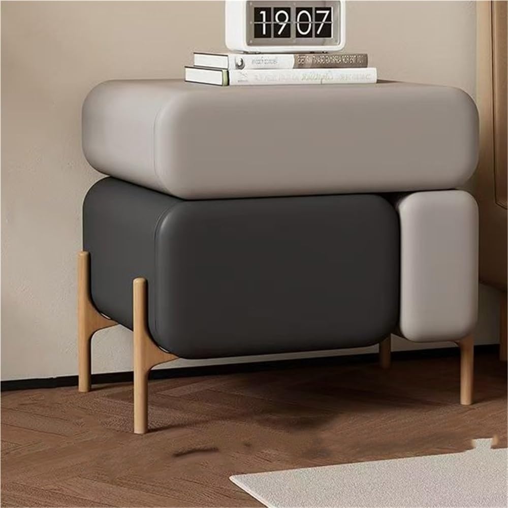 Light Luxury Nightstand, 3 Drawer Night Stand, Multi-Functional Bedside Table, Side Table, End Table for Bedroom, Living Room(Black,17.7in)