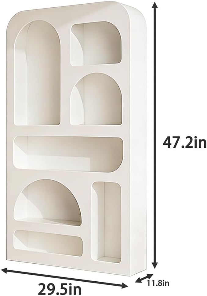 Display Cabinet, Arched Cabinet, Arched Pantry Cabinet, Arched Storage Display Cabinet, Open Display Shelf, for Home Office Living Room Library