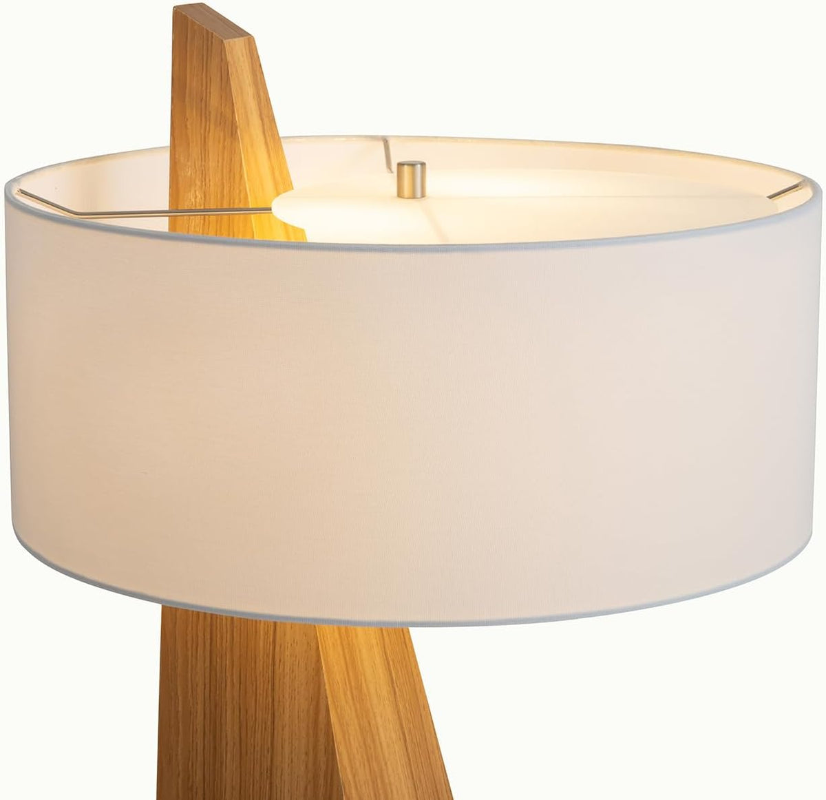 Obelisk Floor Lamp by Nova of California - Natural Ash Wood & White Cotton-Linen