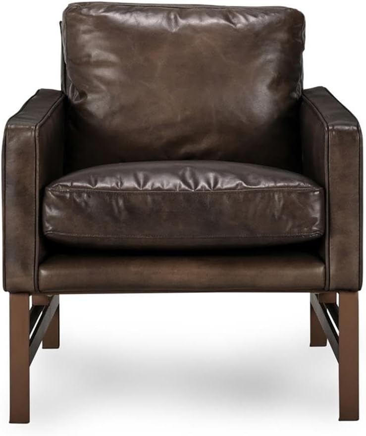 Pemberly Row Cushion Back Modern Leather Club Chair