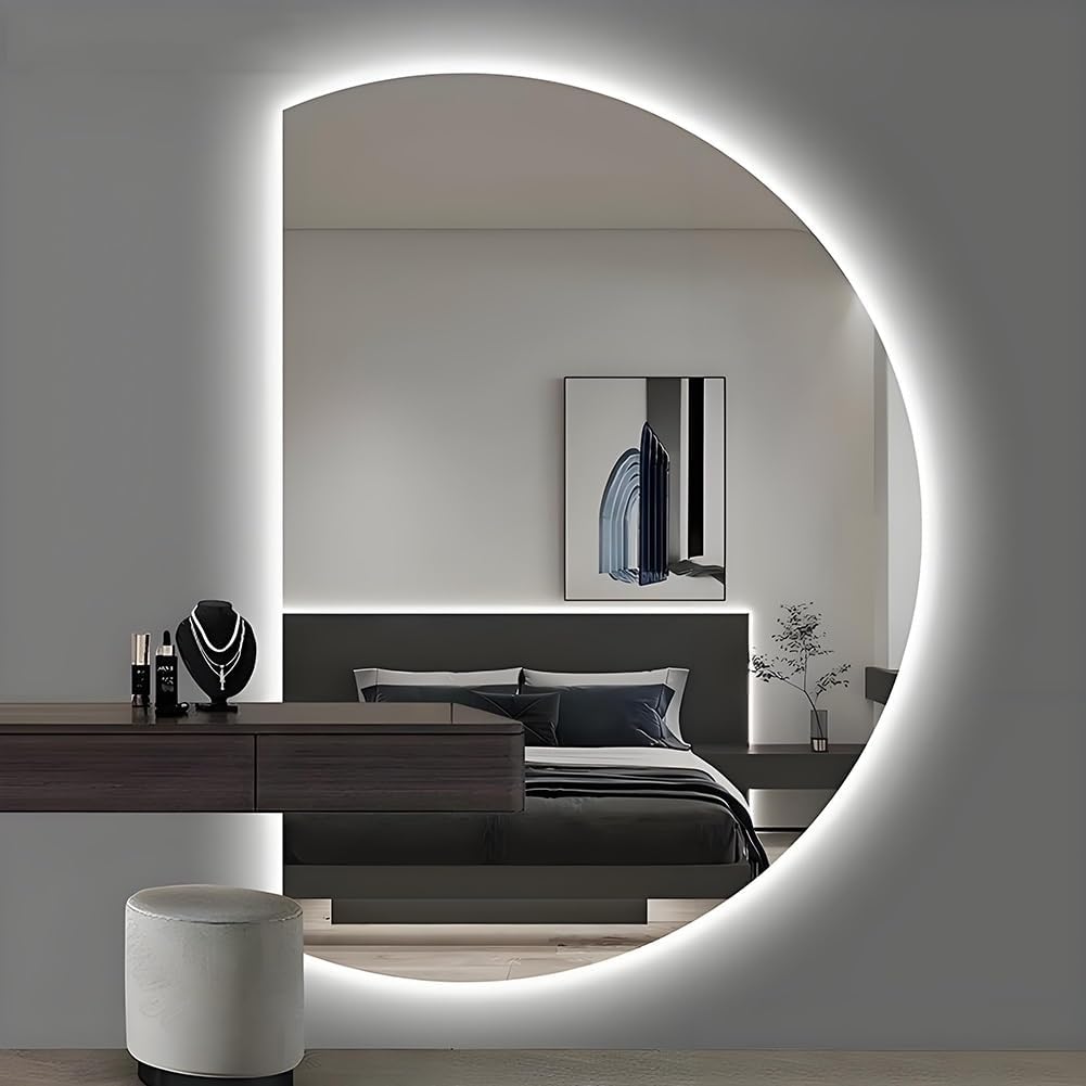 Half-Moon Anti-Fog Vanity Mirror with 3-Color Light
