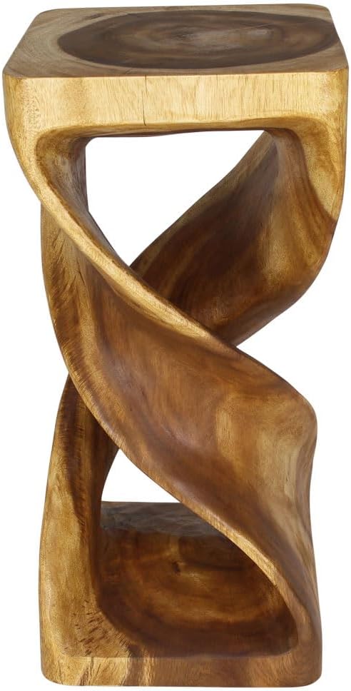 Haussmann Double Twist Pedestal Table, Oak, 14x14x30 in