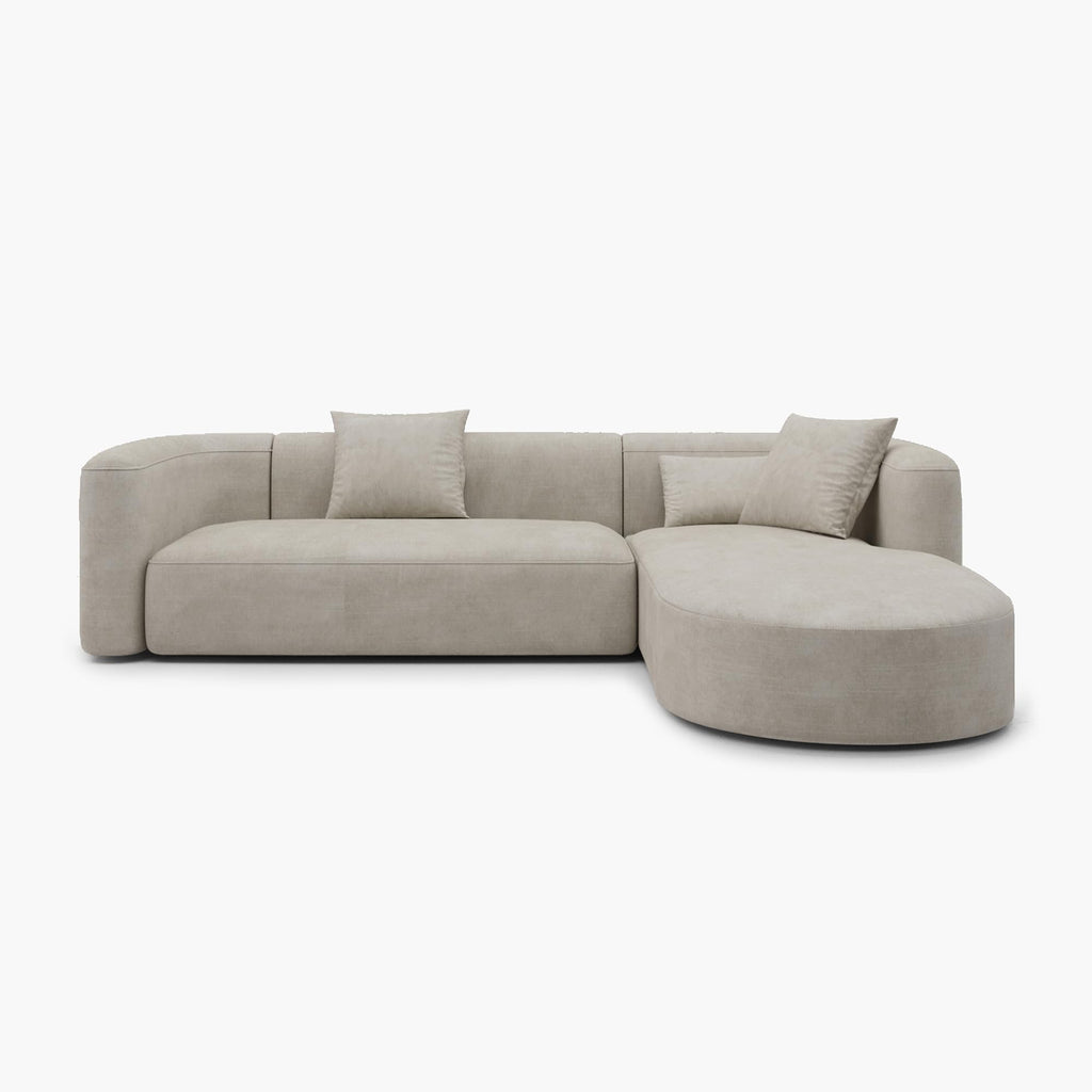 Acanva Mellow Modern Tight Curved Back Velvet Sofa, 4 Seater Modular