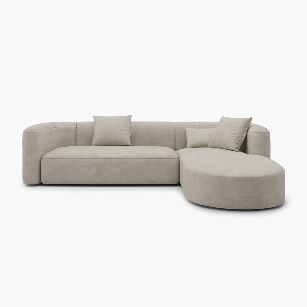 Acanva Mellow Modern Tight Curved Back Velvet Sofa, 4 Seater Modular