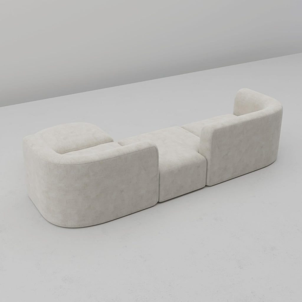 Acanva Mellow Modern Tight Curved Back Velvet Sofa, 4 Seater Modular