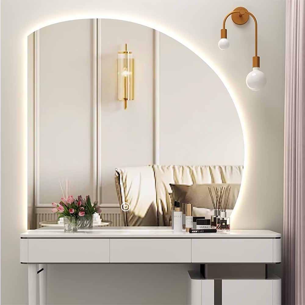 Half-Moon Backlit LED Vanity Mirror with Anti-Fog