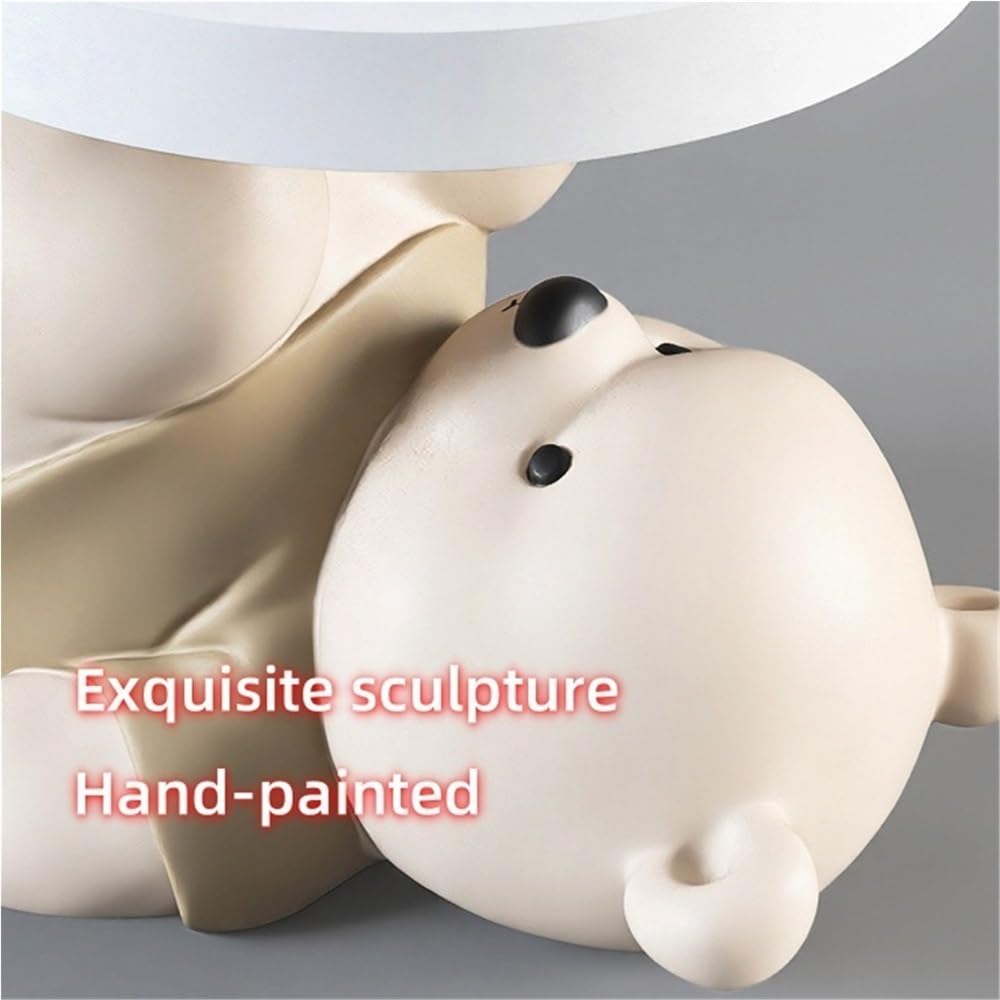 Bear Statue Side Table, Resin Sculpture Bedside Table(Brown)