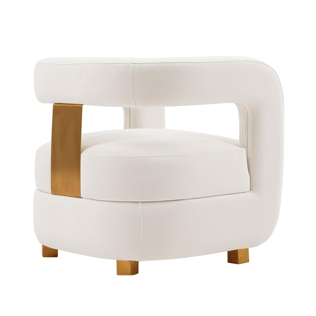Manhattan Comfort Amirah Modern Velvet Accent Chairs with Geometric Floating Open
