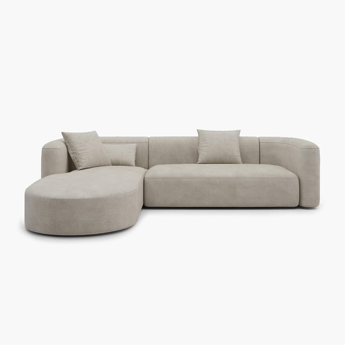 Acanva Mellow Modern Tight Curved Back Velvet Sofa, 4 Seater Modular