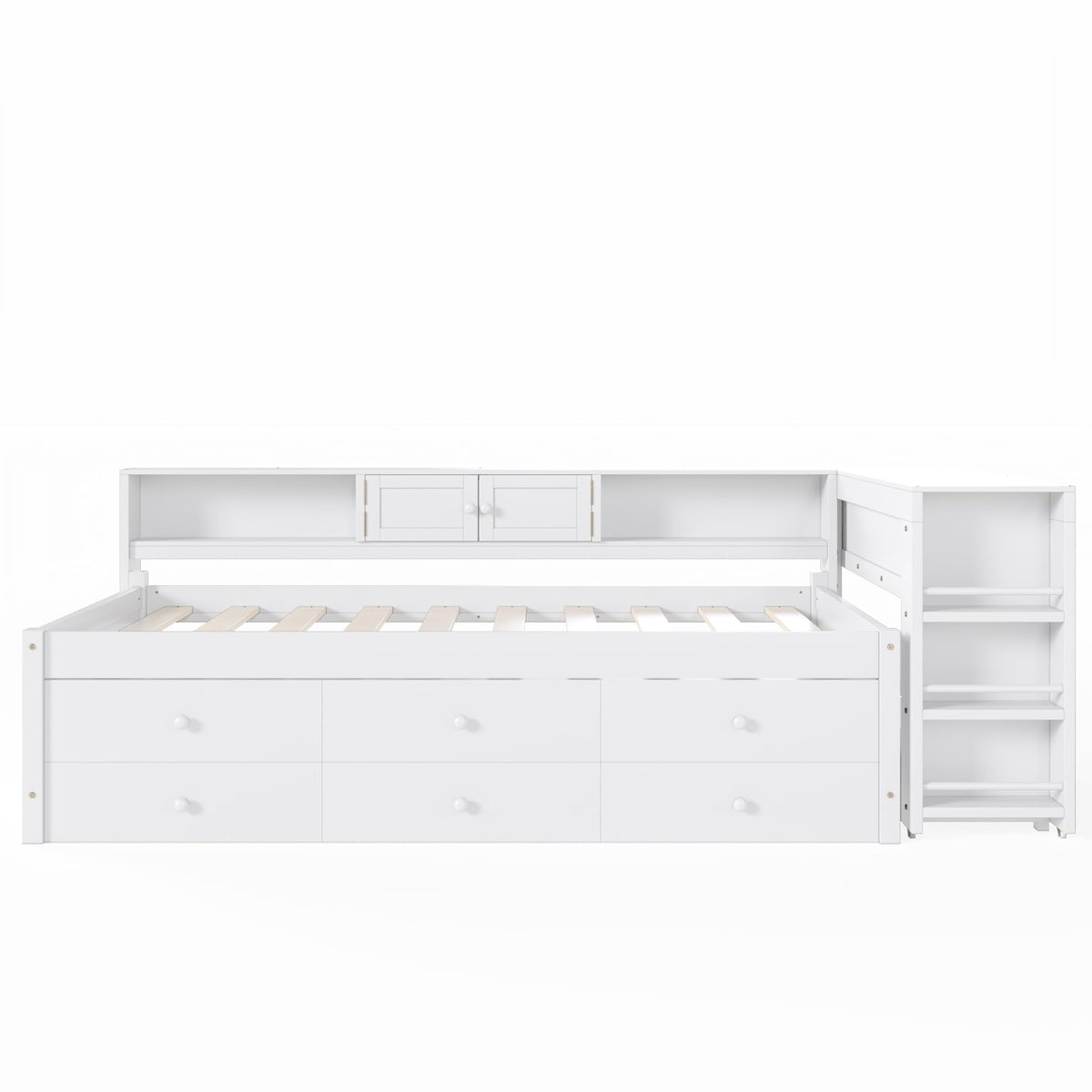 Bellemave Twin Daybed Frame with Desk, Trundle & Drawers Brown